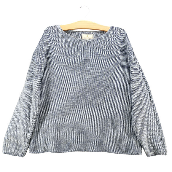 Express Tricot Women's Knit Sweater Blue Large Long Sleeve Crew Neck Vintage - Picture 1 of 12